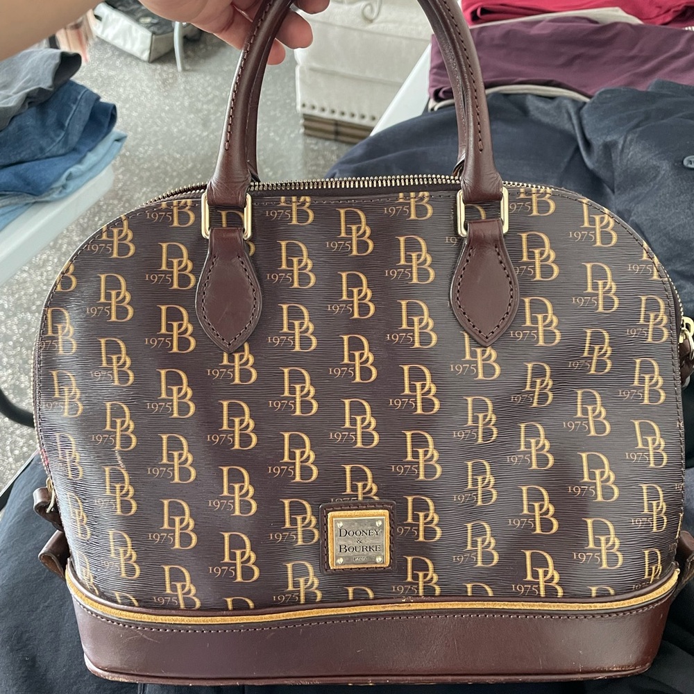 Dooney & Bourke Brown and Gold Logo Briefcase